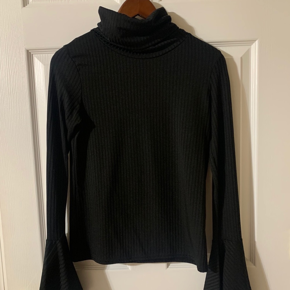 Nasty Gal Black Ribbed Turtleneck Sweater Size 6 - Picture 3 of 4